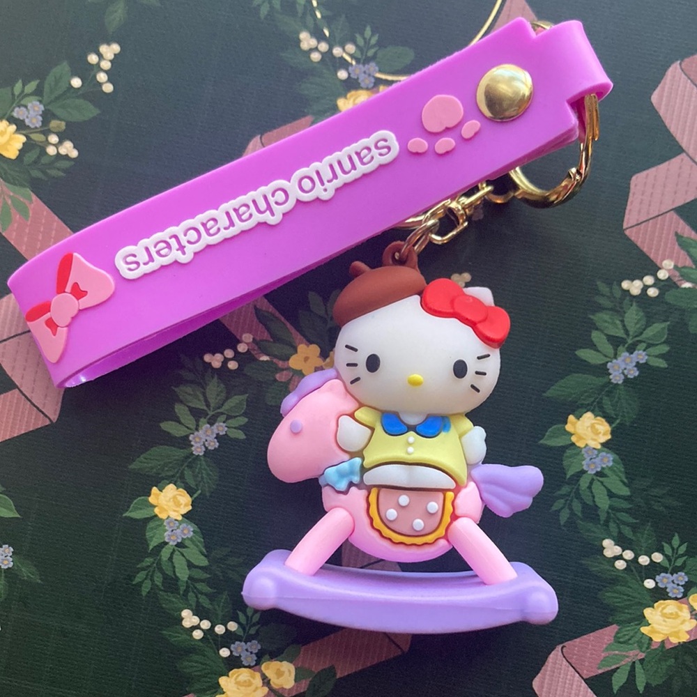 Hello Kitty on Rocking Horse Keychain